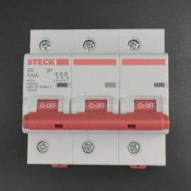 MINI INTERRUPTOR TERMOMAGNETICO DE 3X100A 10KA SDD3C100 STECK