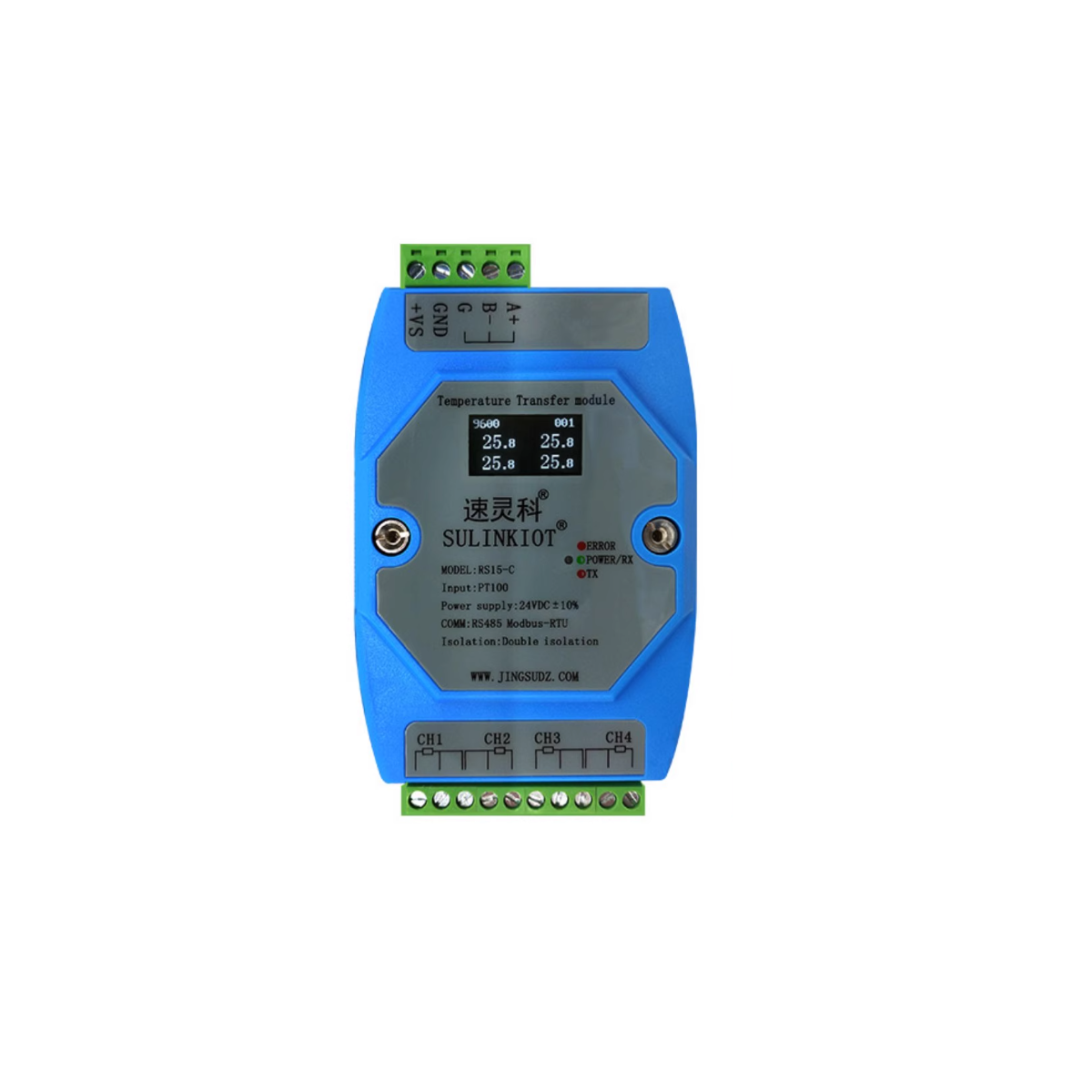 MODULO DE EXPANSION UNIVERSAL CON PANTALLA RS485 4 CANALES PARA  PT100